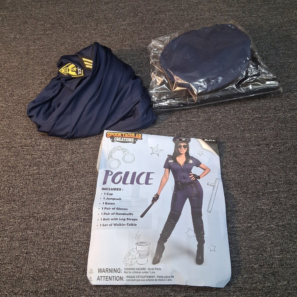 Spooktacular Creations Jumpsuit Women XXL Sexy Police Navy Blue Costume Set Euc